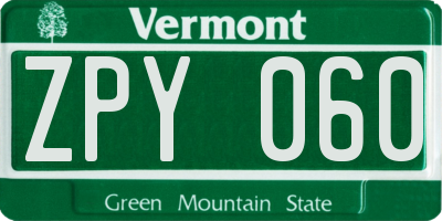 VT license plate ZPY060