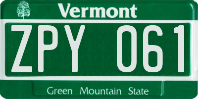 VT license plate ZPY061