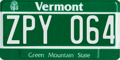 VT license plate ZPY064