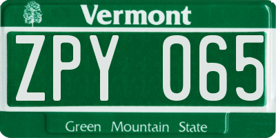 VT license plate ZPY065