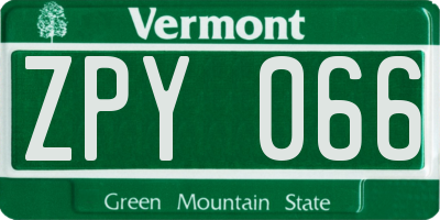 VT license plate ZPY066