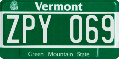 VT license plate ZPY069