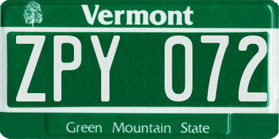 VT license plate ZPY072
