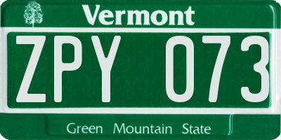 VT license plate ZPY073