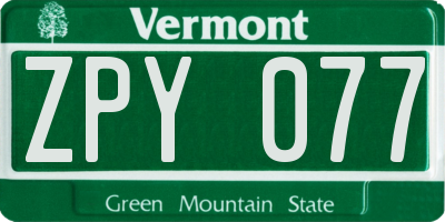 VT license plate ZPY077