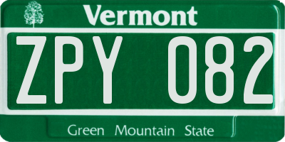 VT license plate ZPY082