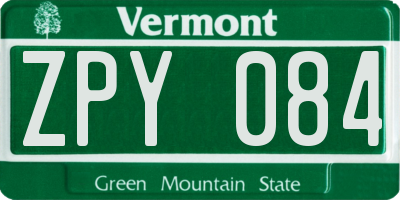 VT license plate ZPY084