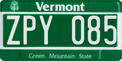 VT license plate ZPY085
