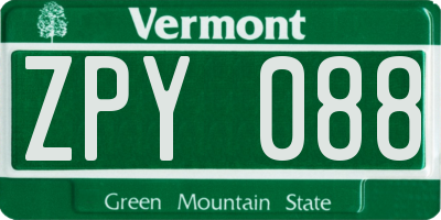 VT license plate ZPY088