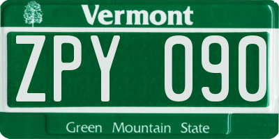 VT license plate ZPY090