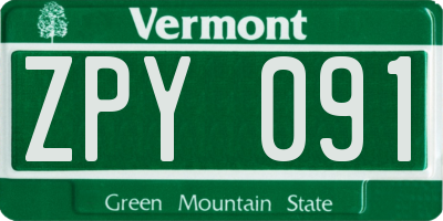 VT license plate ZPY091