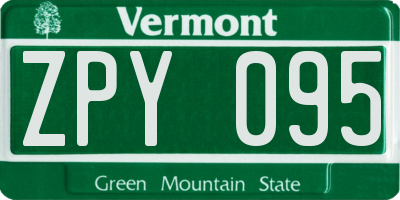 VT license plate ZPY095