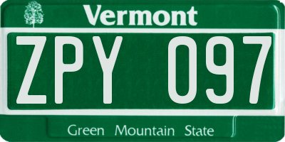 VT license plate ZPY097