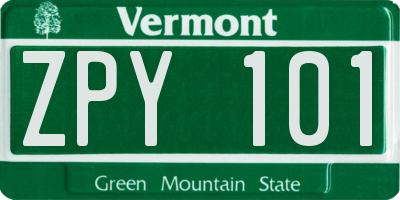 VT license plate ZPY101