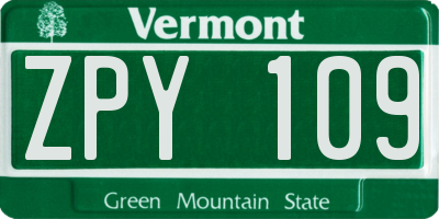 VT license plate ZPY109