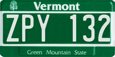 VT license plate ZPY132