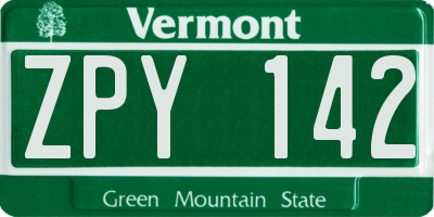 VT license plate ZPY142