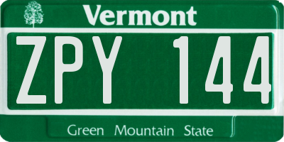 VT license plate ZPY144