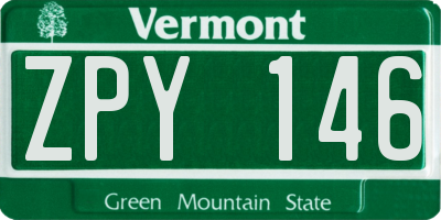 VT license plate ZPY146