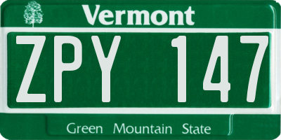 VT license plate ZPY147