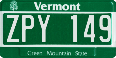 VT license plate ZPY149