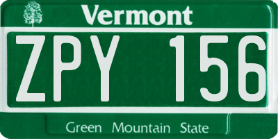 VT license plate ZPY156