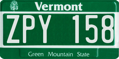 VT license plate ZPY158