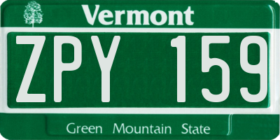 VT license plate ZPY159