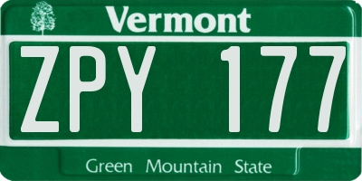 VT license plate ZPY177
