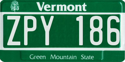 VT license plate ZPY186
