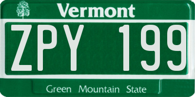 VT license plate ZPY199