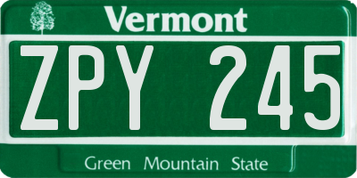 VT license plate ZPY245
