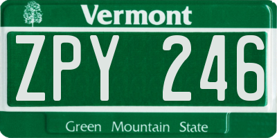 VT license plate ZPY246