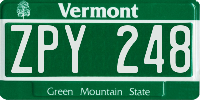 VT license plate ZPY248
