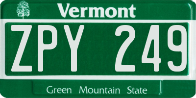VT license plate ZPY249