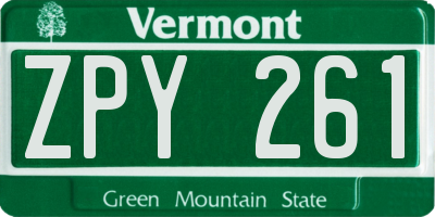 VT license plate ZPY261