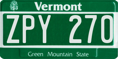 VT license plate ZPY270