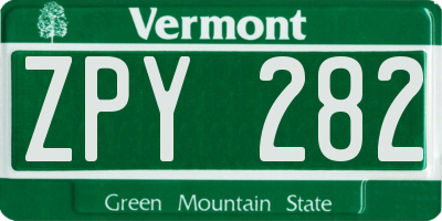 VT license plate ZPY282
