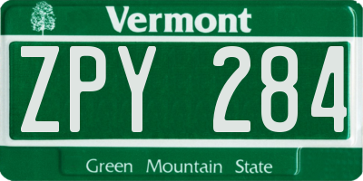 VT license plate ZPY284