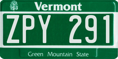 VT license plate ZPY291