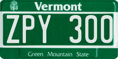 VT license plate ZPY300