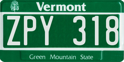 VT license plate ZPY318