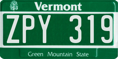 VT license plate ZPY319