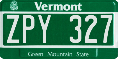 VT license plate ZPY327