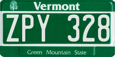 VT license plate ZPY328