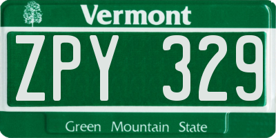VT license plate ZPY329
