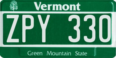 VT license plate ZPY330