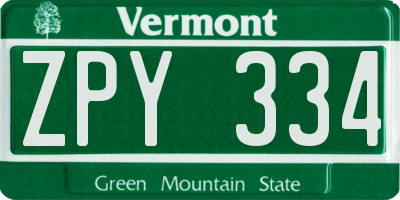 VT license plate ZPY334