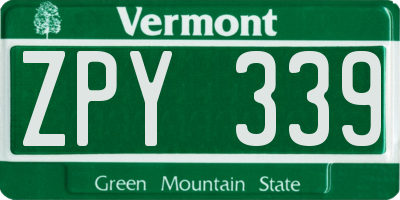 VT license plate ZPY339