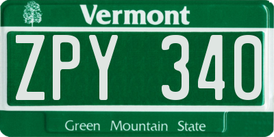 VT license plate ZPY340